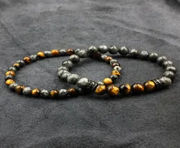 2PCSet Tiger Eye Stone Beads Bransoletka Buddha Charm Bracelets Bangle Mew Men Labradorite Stone Micro InLay Circon2688607