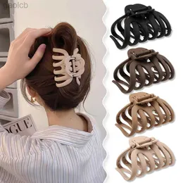 Clipes de cabelo Barrettes Novos clipes de garra de caranguejo grande coreano para mulheres Long grossa Fashion Hair Accessories Matte Plástico Jaw Clagum Headwear 240426