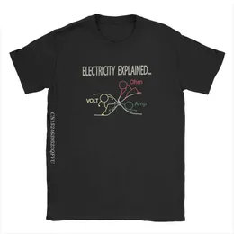 Erkek Tişörtleri İlginç Elektrik Açıklama Ohm Amplifikatör Voltaj Erkek Üst Ohm Yasal Retro T-Shirt Pamuk Yeni Varış Üst T240510