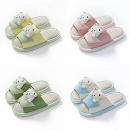 Slippers sandals spring autumn summer cute and classic cotton woven slippers cute little bear ladies home bedroom slippers casual and comfortable sandals C1