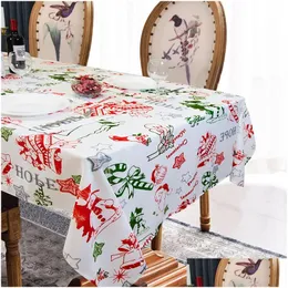 Christmas Decorations Muwago Santa Claus Pattern Rectangar Tablecloth Waterproof Oilproof Antiwrinkling Decoration For Dini Homefavor Dhtli