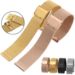 Assistir bandas universal Milan Strap 18mm 20mm 22mm Metal prateado de metal de aço inoxidável Substituição Smartwatch Pulseira 240424