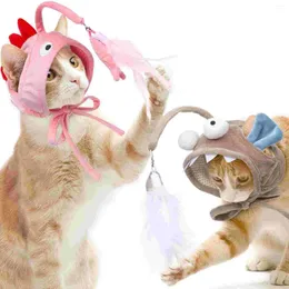 Cat Costumes 2Pcs Teasing Toy Indoor Wand Teaser Stick Head Wearing