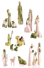 20pcset Polyresin Mini -Nativitäts -Set Figuren Christus Geburtsgeburte Jesu katholischer Harz Skulptur Weihnachtsdekoration Raum Ornamente 220211557461