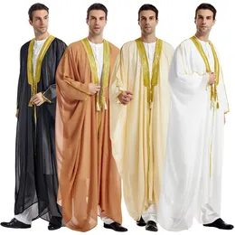 Eid muslimische Männer Jubba Thobe Herren Strickjacken Abaya Langes Kleid Islamischer Ramadan Kimono Long Robe Saudi -Arabisch -Musulman Caftan Dubai 240415
