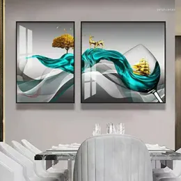 Placas decorativas de lona grande pintando japonês coreano Posters pretos brancos abstrato pinturas paisagísticas para sala de estar