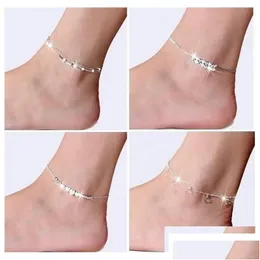 Anklets 925 Sterling Sliver Bracelet For Women Foot Jewelry Inlaid Zircon Ankle Bracelets On A Leg Personality Gifts Drop Delivery Ot76I