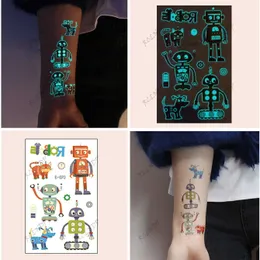 Trasferimento tatuatore impermeabile temporaneo tatuaggio adesivo da cartone animato robot luminoso pattern tatto flash tatico tatua