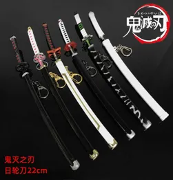 Klapa z anime miecza Katana Ghost Blade 22 cm metalowy wisiorek Keyrings Kamado Tanjirou Broń Klawki Cosplay H09153151060