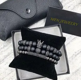 2pcsset Uxury Fashion Crown Charme Armband Naturalstein für Frauen und Männer Pulseras Maskulina Schmuck Geschenk Urlaub Valentine1395254