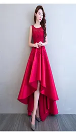 High Low Prom Dresses 2017 Red Lace Formal Cocktail Party Dess Cheap Real Po Short Front Long Back Evening Gowns8224325