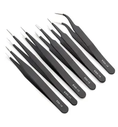 Whole6pcs ESD Safe AntiStatic Stainless Steel Tweezers Set Maintenance Watch Repair Tools Kits Electronic Rework Tool Set DI2811301