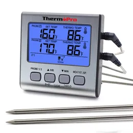 ThermoPro TP17 Dual Probes Digital utomhus Möttermometer Matlagning BBQ Oven Thermometer med stor LCD -skärm för kök 240415