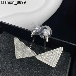Båge triangel dingle örhängen stor juvel charm med fulla diamanter kvinnliga bokstäver med lådan