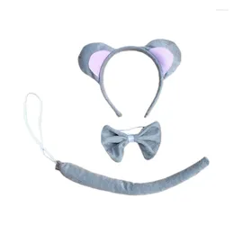 Party Supplies 3st Child Adult Animal Costume Set Mouse EarS pannband Bow Ties Long Tail Halloween Birthday Cosplay