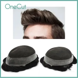 Toupees Australia Lace PU Продолжительность Toupee Men Men Natural Black Simulation System замена волос. Мужчина 100% индийский человеческий протез