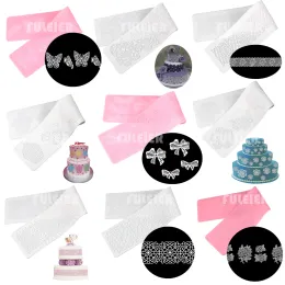 Moulds 11 Style Silicone Mold Lace Mat Fondant Cake Decorating Tools Biscuits Cupcake Sugar Lace Wedding Cake Baking Mat