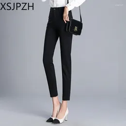 Kvinnors byxor Hög midja Slim Office Flare Women Spring Summer Ol Suit Pantalones Elegant Straigh Spodnie Formell stor storlek 3xltrouser