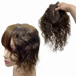 Toppers Curly Topper Human Hair Topper для женщин натуральные клипы в частичных париках с челками аксессуары для волос для мягких седых волос