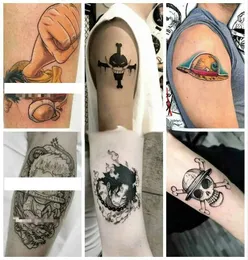 Tatuaż transfer anime Law Ace Skull Temporary Tattoos Waterproof Nakcia Fałszywe tatuaż naklejka Bady Arm Arm ręka kreskówka Kobiet Man Kid Ticker 240426