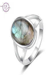 Eheringe 925 Sterling Silber Ring Natural 10x14mm Big Labradorite Einfacher Tiger -Augenschmuck für Frauen Männer großer Stein Vintage 1031976