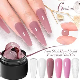 Nail Polish MEET ACROSS 7ml Nude Clear White Non Stick Hand Solid Extension Nail Gel Soak Off UV LED Finger Extension Gel DIY Design Varnish Y240425