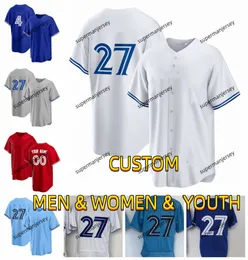 Custom 27 Vladimir Guerrero Jr. 11 Bo Bichette Baseball koszulka Alejandro Kirk George Springer Torontos Justin Turner Kevin Gausman Blue Jays Kiermaier Joey Votto