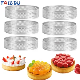 Moulds FAIS DU Perforated Round Tart Ring Stainless Steel Fruit Pie Tartlet Mold for Baking DIY Dessert Cake Mousse Molds Kitchen Tools