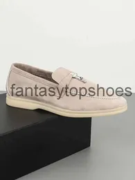 LORO Piano LP Ding Versione Ding Dingkkin Slip-On Scarpe da donna Scarpe da donna Sheep Suede Tascia a sospensione Colore Border Slip su scarpe per scarpe casual pigra