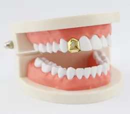 Hip Hop Single Tooth Grillz Single Diamond Real Gold Rappers dentystyczne grille Cool Music Body Biżuter