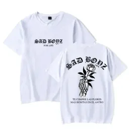 Junior H Las Flores Tee Sad Boyz Tour Merch T-shirt Summer Women Man Fashion Short Short Short Tshirt Streetwear