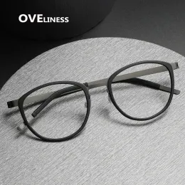 Lentes 2023 Estação de óculos de titânio para homens mulheres vintage redondo miopia óculos ópticos sem parafuso de parafuso de parafuso óculos de moldura espetácia