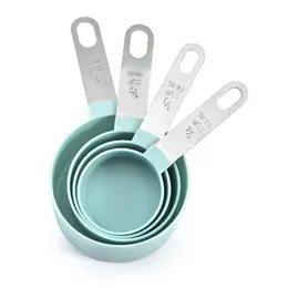 Nya 4st Multi Purpose Spoons/Cup Measuring Tools PP Bakningstillbehör Rostfritt stål/plasthandtag Köksgadgets för bakrecept