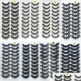 Falsche Wimpern 5/12/14pair natürliche gefälschte Wimpern 3D Nerzhandhand handgefertigtes Faux Cils Make -up Dramatische Wimpern Erweiterung Großhandel Maquiagemfalse otlua