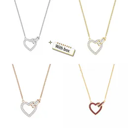 Halsbandsdesigner för kvinnor med låda av högkvalitativ diamantbockad hjärtformad kvinnors benbenhalsband Big Brand Vacker förpackning kan användas som en gåva