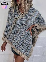 Scialcini nuovi nelle donne maglione Cape Vintage Sliose COLORE ATTUALI ATTUALE Over-Size Nappa di sovrano