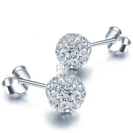 Stud 6/8/10mm White S925 Stamp Plata Color Earrings Micro Disco Balls Crystal Stud Earring Safe To Skin Women Jewelry Wholesale d240426