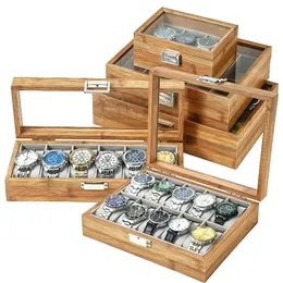 3610 12 slots Bammboo Wooden Wood Collection Box Case de pulso armazenamento para homens 240412