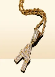 Bioder biżuterii biżuterii Diamentowy Naszyjnik niestandardowy Nazwa mrożona łańcuchy Zestaw Miedziki sześcienne z diamentami z diamentami 18k złota Lett9593433