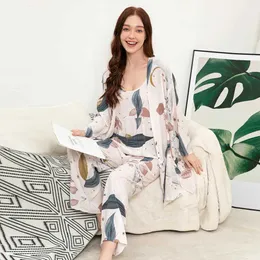 Women's Sleepwear Plus Size S-3XL Women Pajama Sets 100% Viscose Cotton Printing Loungewear Loose Comfortable Women Pijamas Felpa Y240426