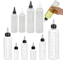 Garrafas de armazenamento 30-500ml de cabelo vazio garrafa de plástico reabastecida com escala graduada dispensador líquido torção tapta superior tatuagem tinta de pigmento