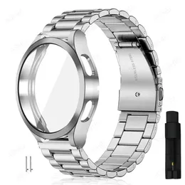 Bandas de assistência adequadas para Samsung Galaxy Watch 6 40mm 44mm 6 Classic 47mm 43mm Strap+Aço inoxidável Caixa de aço Soft TPU Caixa Relvo