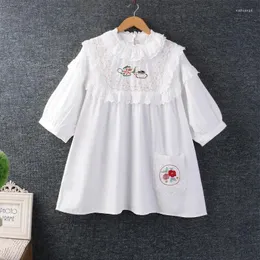 Bluzki damskie Summer Mori Girl Sweet Lase Floral Hafloidery Shirt Women Short Rleeve Cute Kawaii Cotton Loose Blus Bluzy bluzki