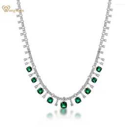 Anhänger Wong Regen elegant 925 Sterling Silber Emerald Ruby High Carbon Diamond Edelstein Frauen Halskette Anhänger Schmuck Jubiläum Geschenke