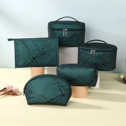 Cross-border Splash-ink European And American Style Cosmetic Bag Set Waterproof Portable Travel Toiletry Bag Dark Green Cosmetic Storage Bag