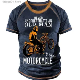 Men's T-Shirts Mens Breathable Fitness Sports Short Sleeve Summer Leisure Underwear Top Cool Retro Motorcycle Element Printed T-shirt Q240426