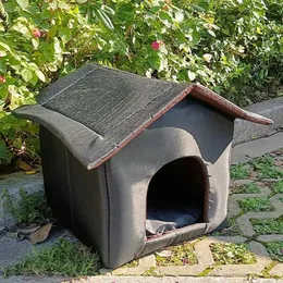 Cat Carriers Crates domy na zewnątrz wodoodporne odłączane Oxford Winter Cat Bed Kitten i szczeniąt Schronisko Mały pies dom wiatrakowy namiot ogrodowy 240426