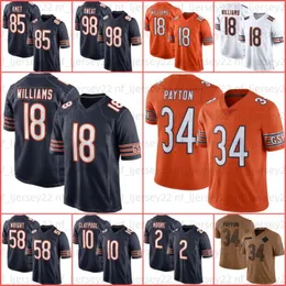 18 Caleb Williams DJ Moore Football Jersey Darnell Wright Walter Payton Jaquan Brisker Darnell Mooney Cole Kmet Brian Urlacher Robert Tonyan Rom Odunze