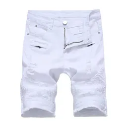 Ny designer svartvita män jeans casual manliga shorts byxor mens smala fit fitness plus storlek knä längd sommar shorts hombre