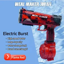 Water Gun Electric LongRange Continuous Experience Fully Automatic Summer Pistol Shooting Beach Fun Toy 240420